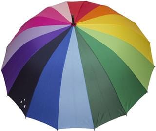 Paraply - Regnbue 16 farger langt skaft
