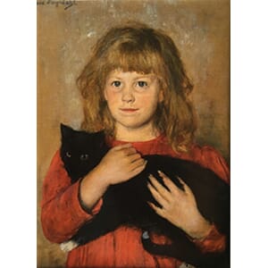 Magnet foto - Piken med katt, Heyerdal -KODE