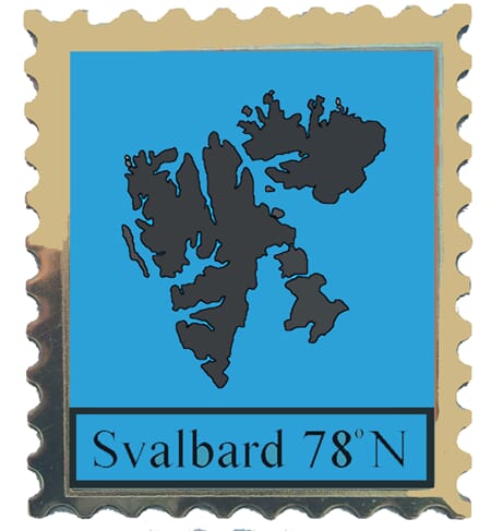 Magnet metall - Svalbard kart turkis frimerke - for kunde