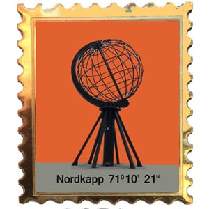 Magnet metal -  Nordkapp globe orange frimerke - for kunde