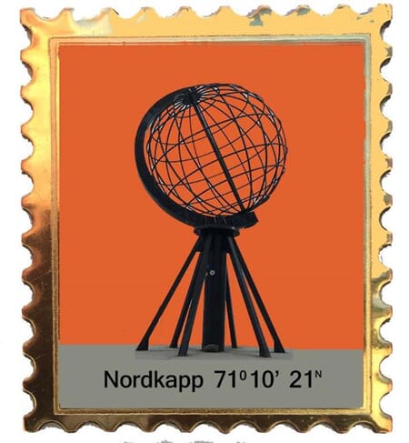 Magnet metal -  Nordkapp globe orange frimerke - for kunde