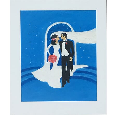 Kort - Bryllup - Par i blått