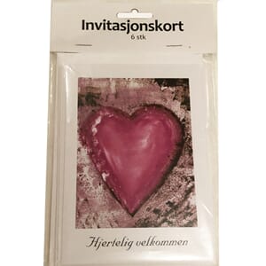 Invitasjon Hjerter lilla pk. a`6 stk