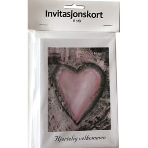 Invitasjon Hjerter rosa pk. a`6 stk