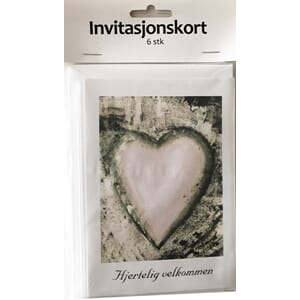 Invitasjon Hjerter creme pk. a`6 stk