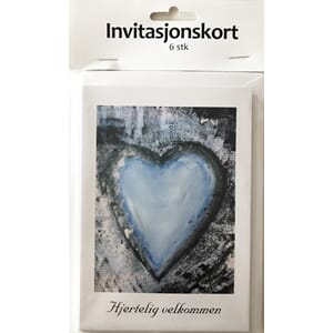 Invitasjon Hjerter blå  6 stk