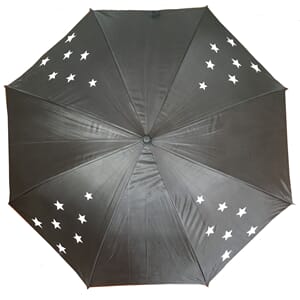 Paraply - Stjerne sort (sort skaft)