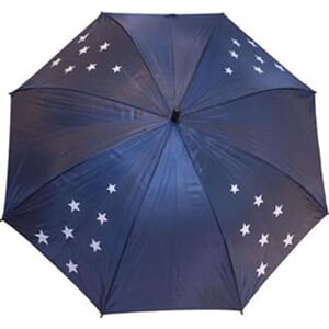 Paraply - Stjerne blå (sort skaft)