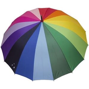 Paraply - Regnbue 16 farger langt skaft