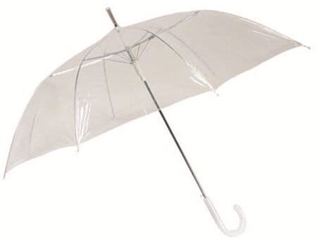 Paraply - transparent hvit håndtak